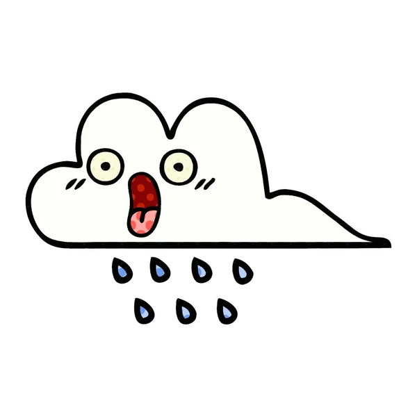 Komiks Kreskówka Styl Chmury Deszcz — Wektor stockowy