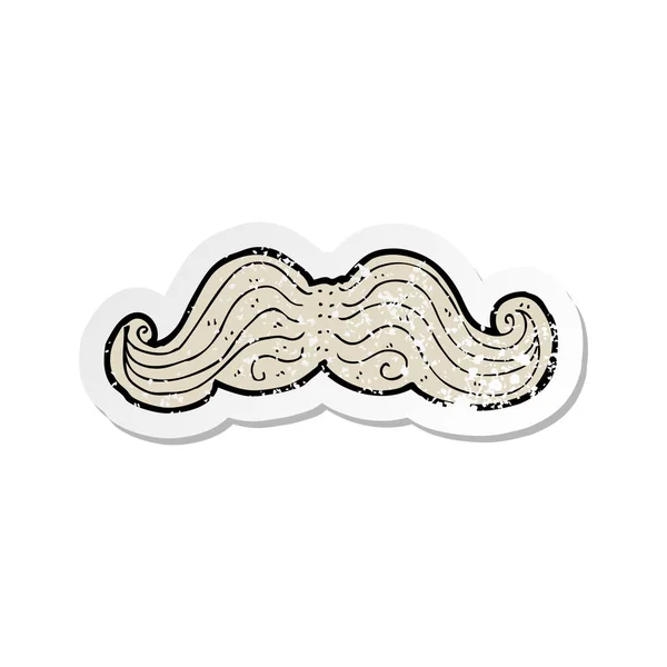 Etiqueta Angustiada Retro Bigode Desenho Animado — Vetor de Stock