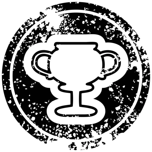 Trophy Cup Distressed Icon Symbol — Stock Vector