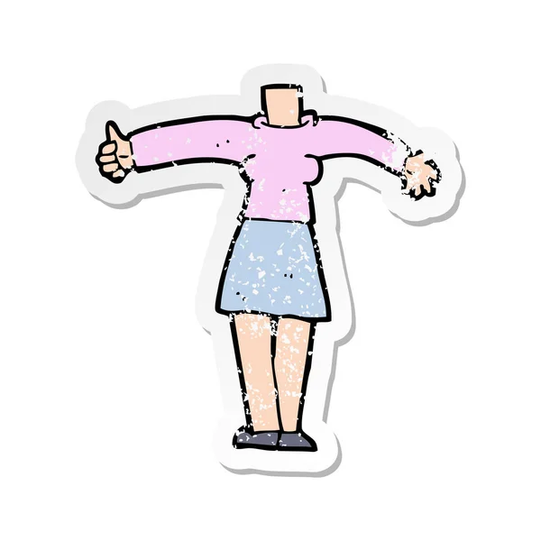Retro Noodlijdende Sticker Van Een Cartoon Vrouwelijk Lichaam — Stockvector