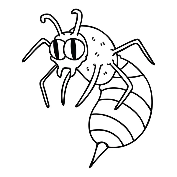 Kreslení Čar Bizarní Kreslených Wasp — Stockový vektor