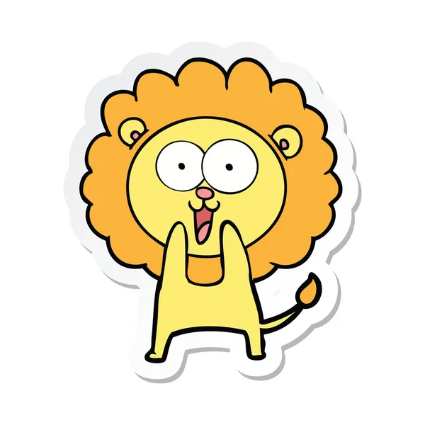 Sticker Happy Cartoon Lion — Stock Vector