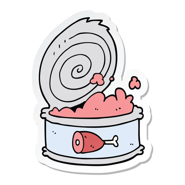 Sticker Van Een Cartoon Ingeblikt Voedsel — Stockvector