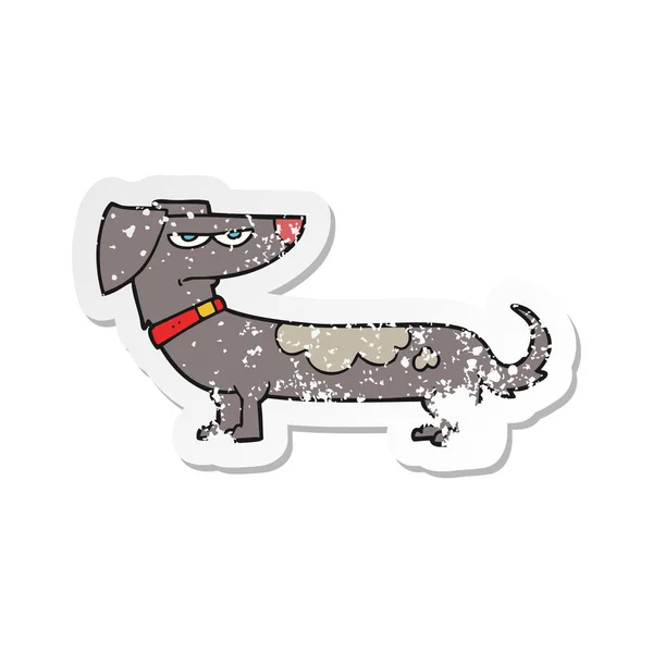 Retro Distressed Sticker Cartoon Annoyed Dog — Stock Vector