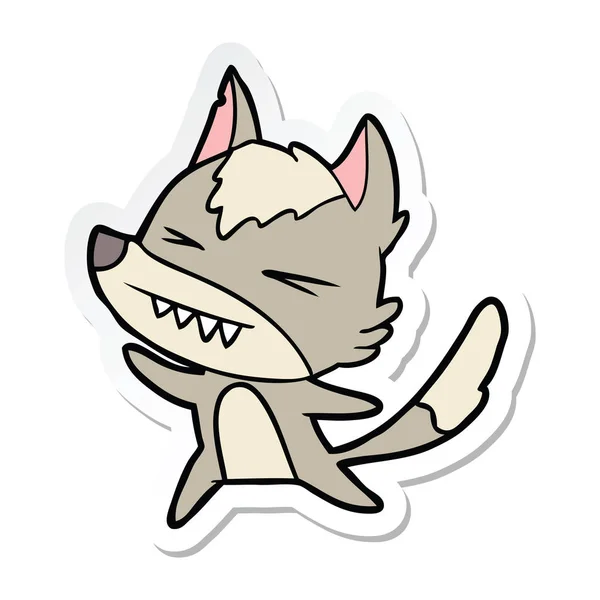 Sticker Angry Wolf Cartoon — Stock Vector