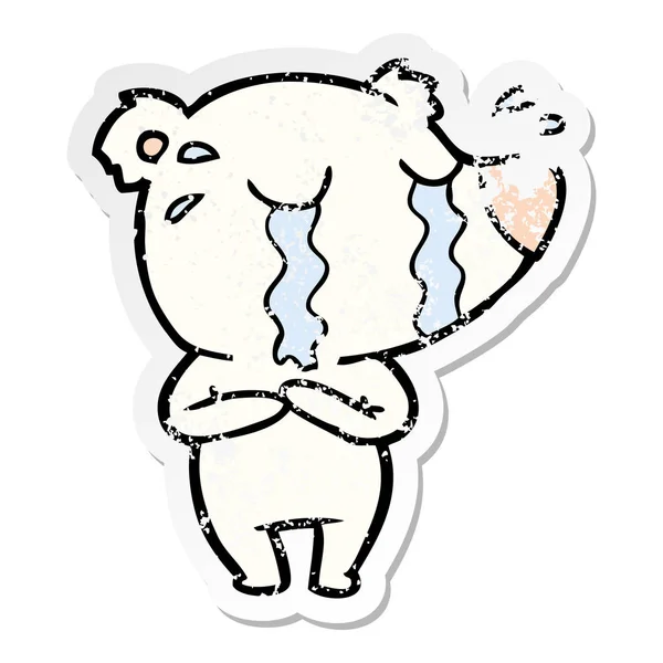 Calcomanía Angustiada Oso Polar Llorando Dibujos Animados — Vector de stock