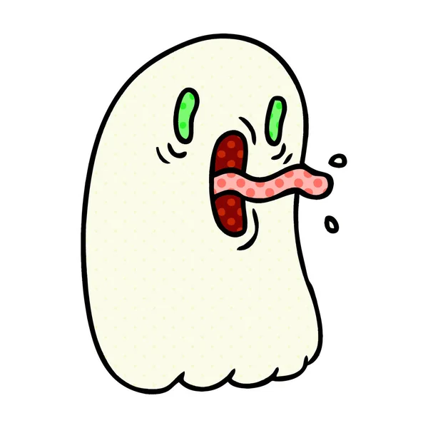 Desenho Animado Desenhado Mão Livre Kawaii Fantasma Assustador —  Vetores de Stock