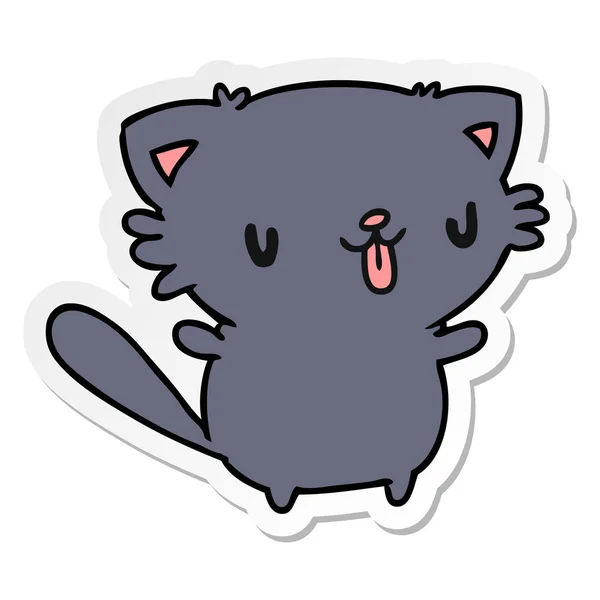 Sticker Cartoon Illustration Cute Kawaii Cat — Stock Vector