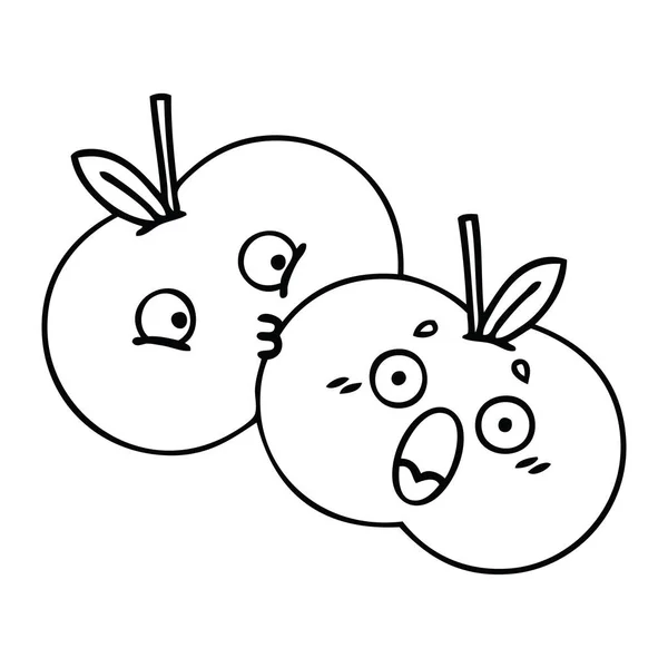 Γραμμικό σχέδιο καρτούν μήλα — Διανυσματικό Αρχείο