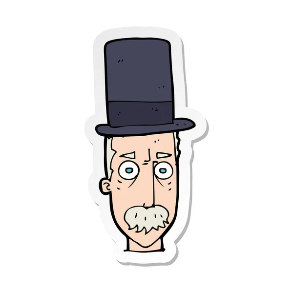 Sticker of a cartoon man wearing top hat — Stock Vector