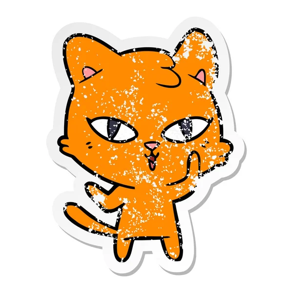 Nödställda Klistermärke Tecknad Katt — Stock vektor