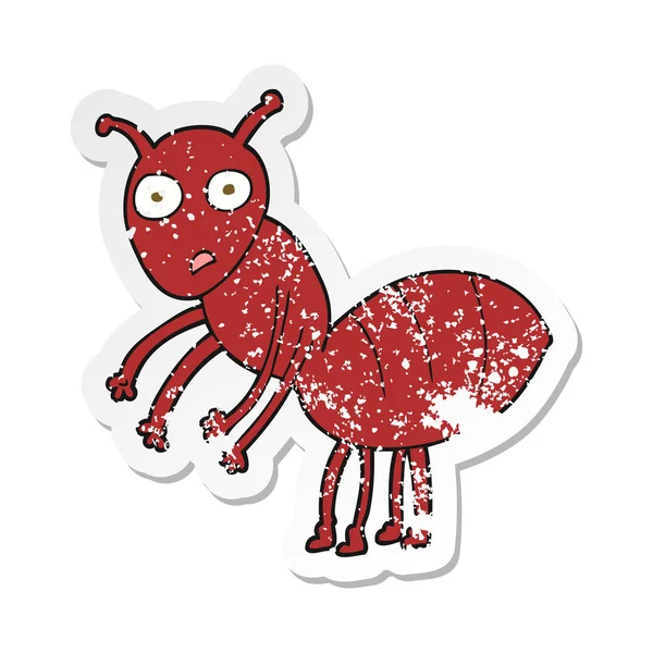 Retro Distressed Sticker Cartoon Ant — Stock Vector