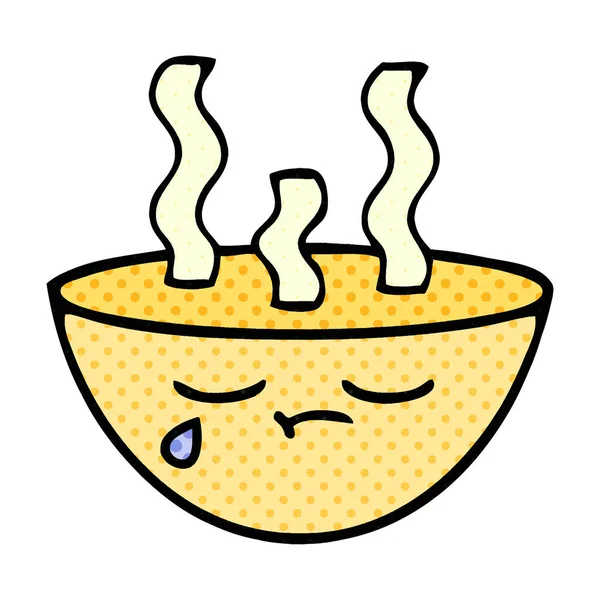 Comic Book Style Cartoon Bowl Hot Soup — Stock Vector