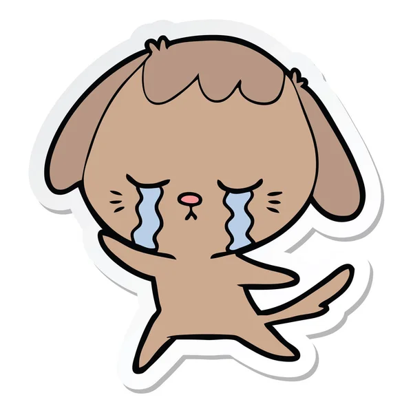 Sticker van een cartoon huilende hond — Stockvector