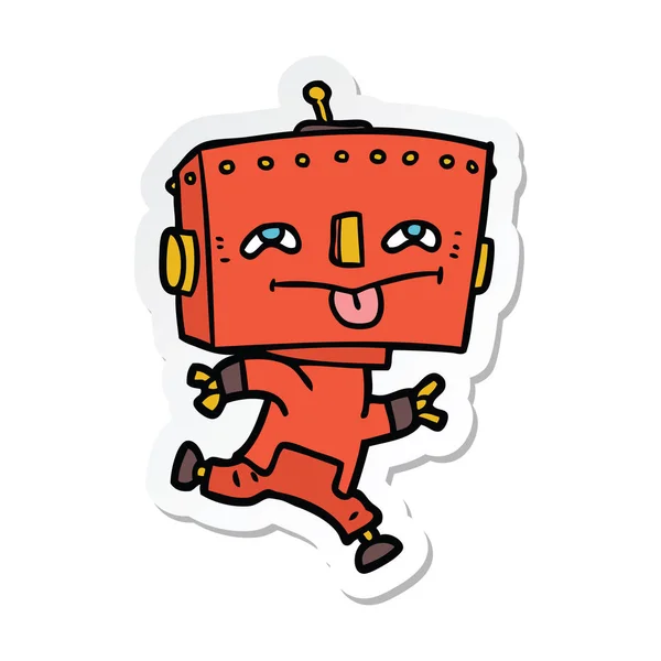 Bir Çizgi Film Robot Sticker — Stok Vektör