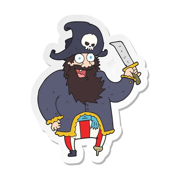 Pegatina de un capitán pirata de dibujos animados — Vector de stock