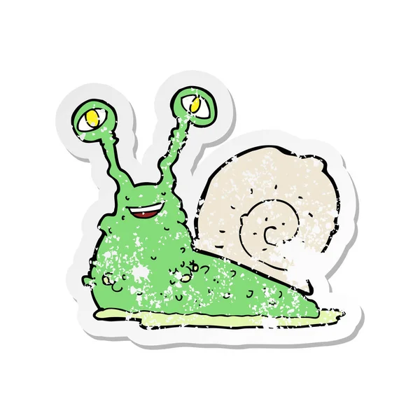 Retro Distressed Sticker Cartoon Snail — Stock Vector