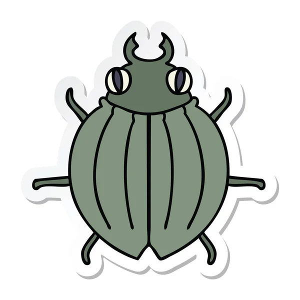 Etiqueta de um besouro desenho animado mão peculiar — Vetor de Stock