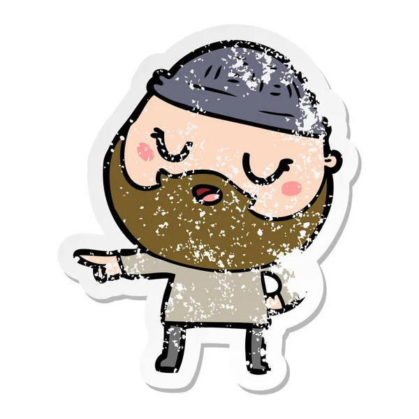 Aufkleber Eines Niedlichen Cartoon Mannes Mit Bart — Stockvektor