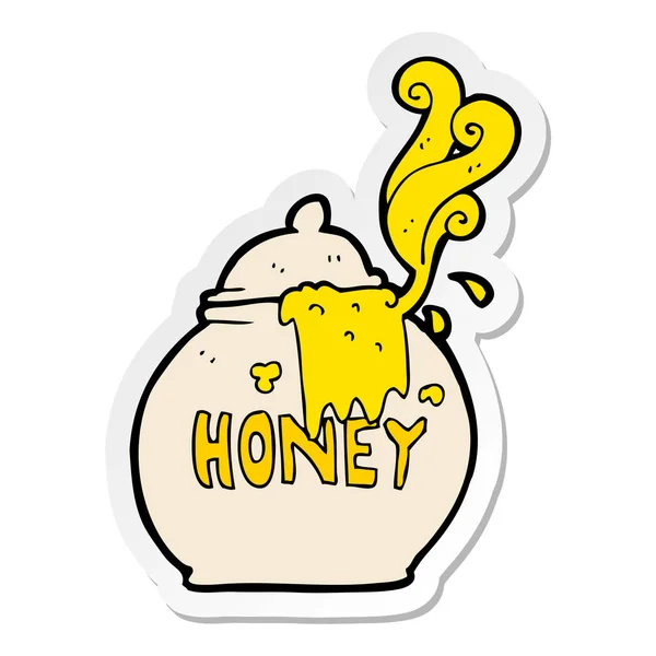 Aufkleber Eines Cartoon Honigtopfes — Stockvektor