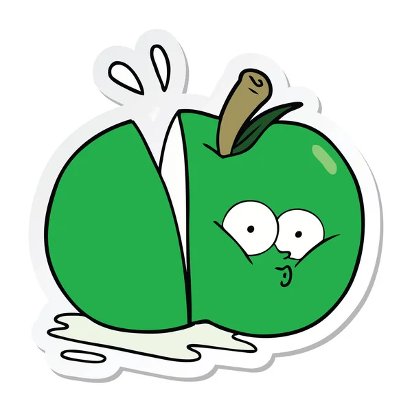 สติกเกอร์ของการ์ตูนหั่นแอปเปิ้ล — ภาพเวกเตอร์สต็อก