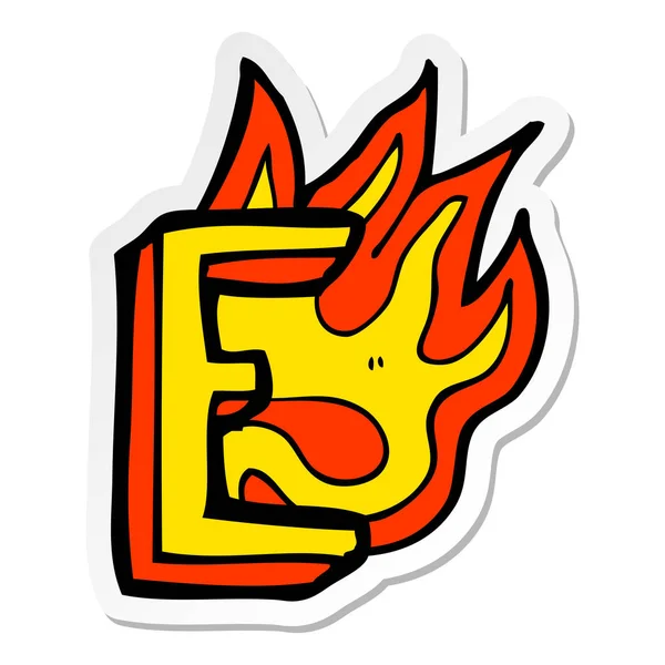 Sticker Cartoon Flaming Letter — Stock Vector