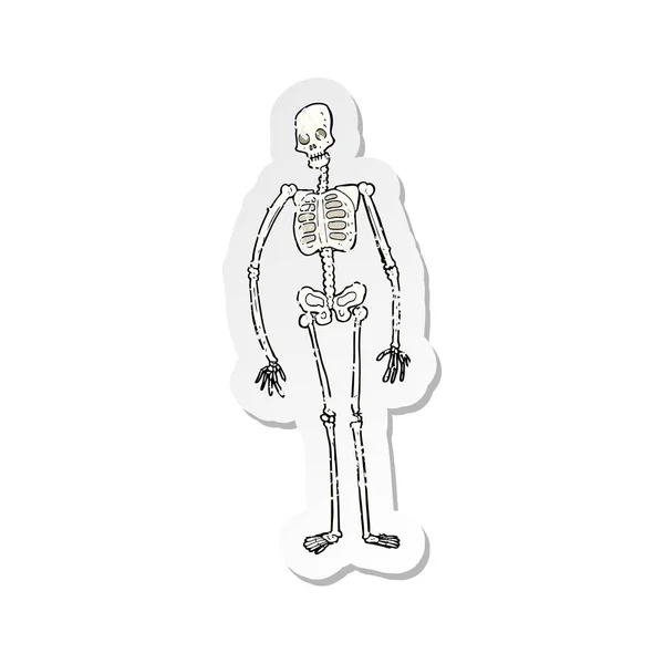 Retro Aufkleber Eines Gespenstischen Cartoon Skeletts — Stockvektor