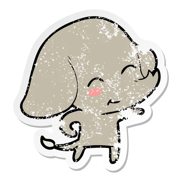 Distressed sticker of a cute cartoon elephant — Stock Vector