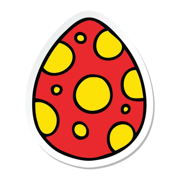 Sticker Quirky Hand Drawn Cartoon Easter Egg — Stock Vector