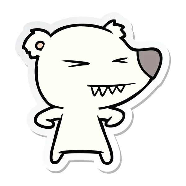 Adesivo Cartone Animato Arrabbiato Orso Polare — Vettoriale Stock