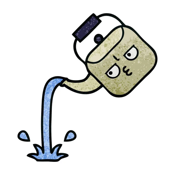 Retro grunge textuur cartoon gieten waterkoker — Stockvector