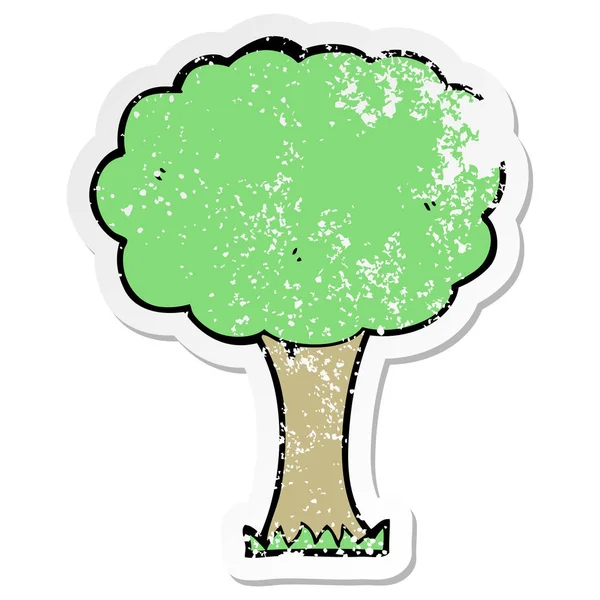 Pegatina Angustiada Árbol Dibujos Animados — Vector de stock