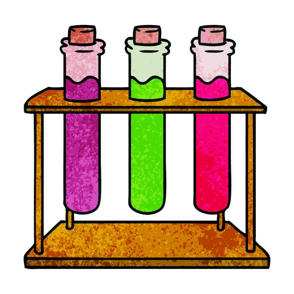 과학 테스트 튜브의 질감된 만화 낙서 — 스톡 벡터