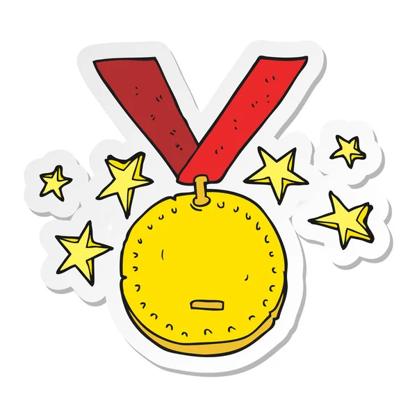 Sticker of a cartoon sports medal — Stock Vector