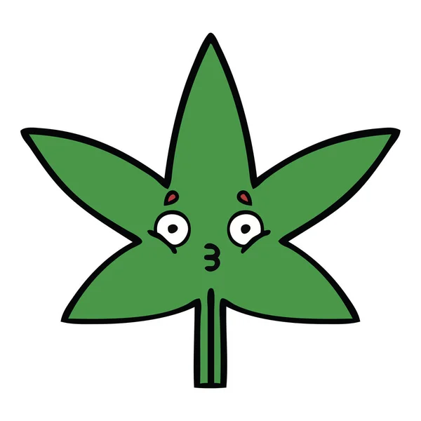 Sevimli çizgi marihuana yaprağı — Stok Vektör