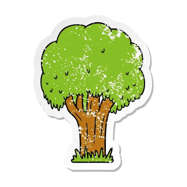 Adesivo Disegnato Mano Angosciato Cartoon Doodle Albero Estivo — Vettoriale Stock