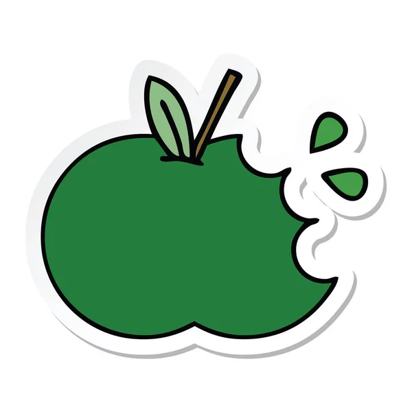 Pegatina de una linda manzana jugosa de dibujos animados — Vector de stock