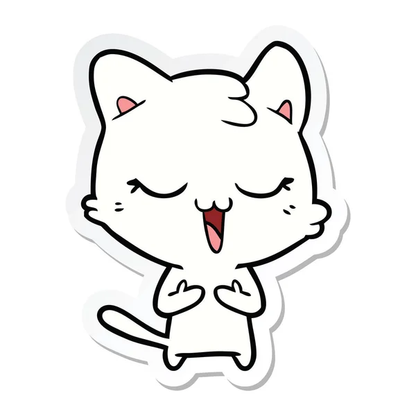 Sticker van een happy cartoon kat — Stockvector