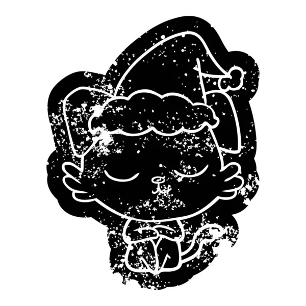 Roztomilý kreslený nouzi ikona psa santa klobouk — Stockový vektor