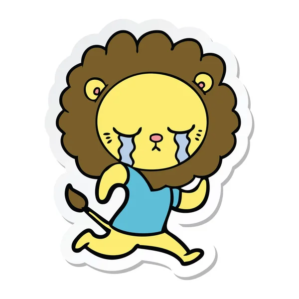 Autocollant d'un lion de dessin animé en pleurs — Image vectorielle