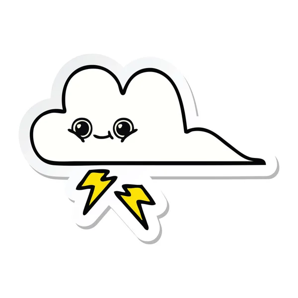 Adesivo Bonito Cartoon Tempestade Nuvem — Vetor de Stock