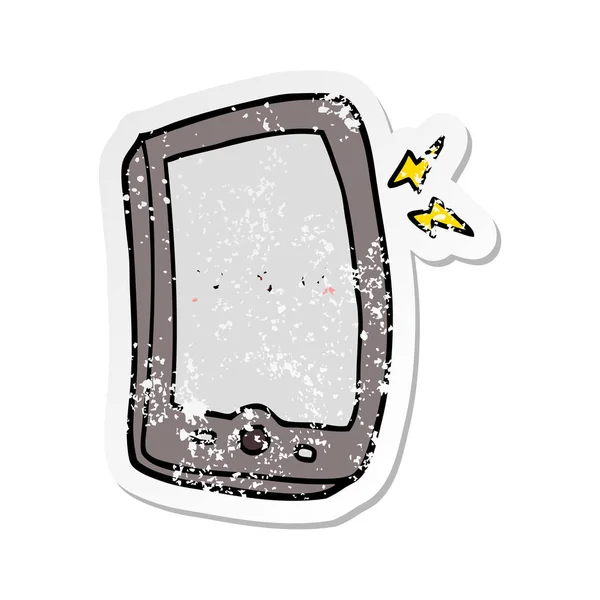 Autocollant de détresse d'un téléphone mobile dessin animé mignon — Image vectorielle