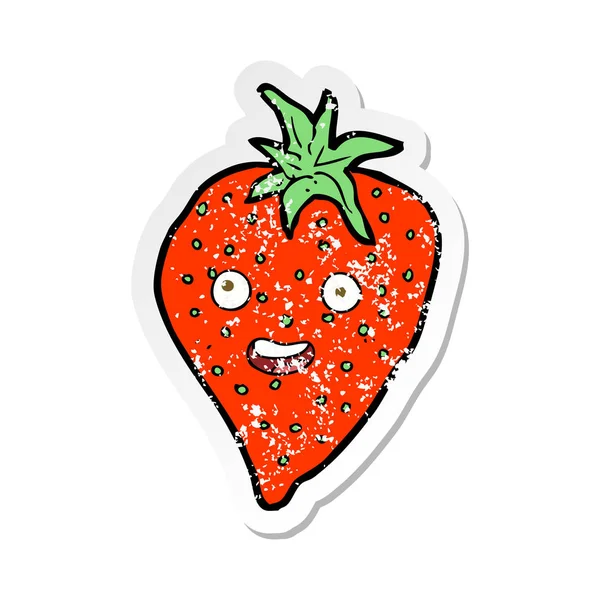 Retro-Aufkleber einer Karikatur-Erdbeere — Stockvektor