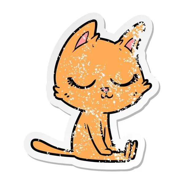 一个平静的卡通猫苦恼的贴纸 — 图库矢量图片