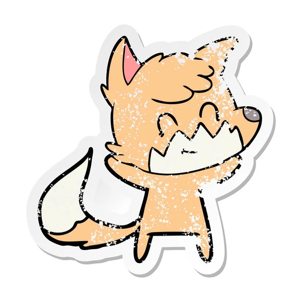 Aufkleber Eines Cartoon Freundlichen Fuchses — Stockvektor