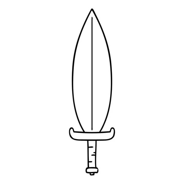 Línea de dibujo garabato de un cuchillo de hoja mágica — Vector de stock