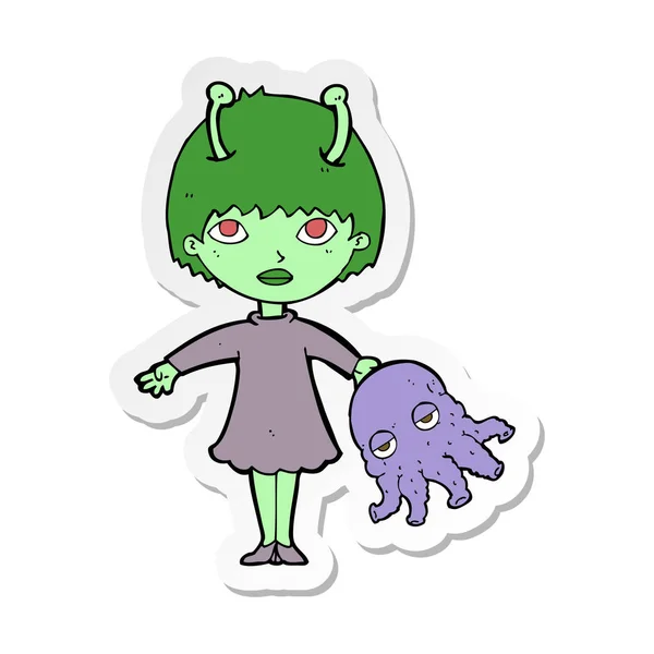 sticker of a cartoon alien woman