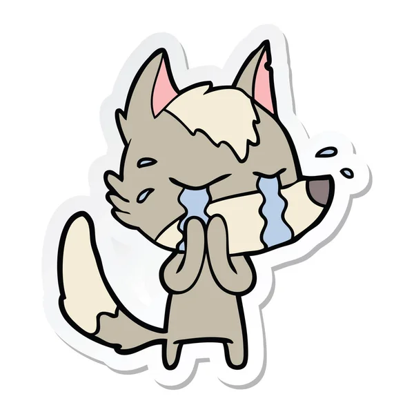 Sticker van een cartoon huilende wolf — Stockvector