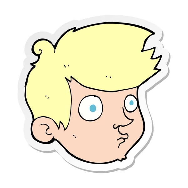Sticker of a cartoon staring boy — Stock Vector