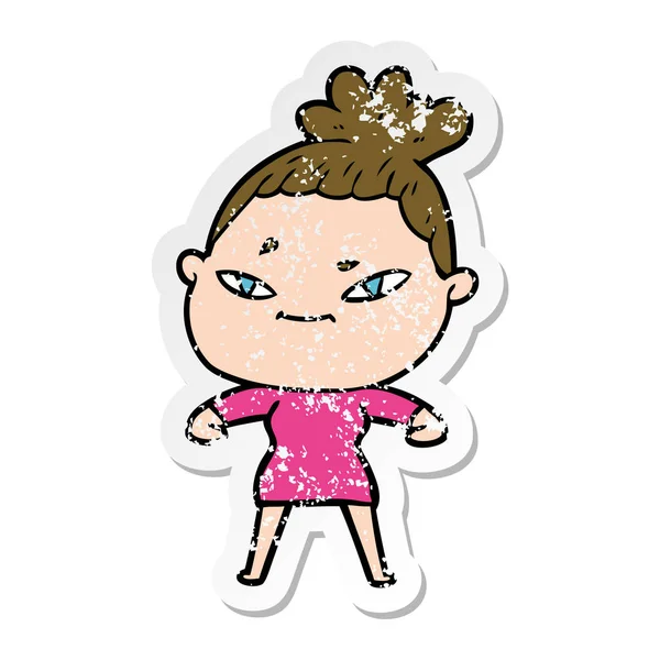 bir çizgi film kadının sıkıntılı etiket